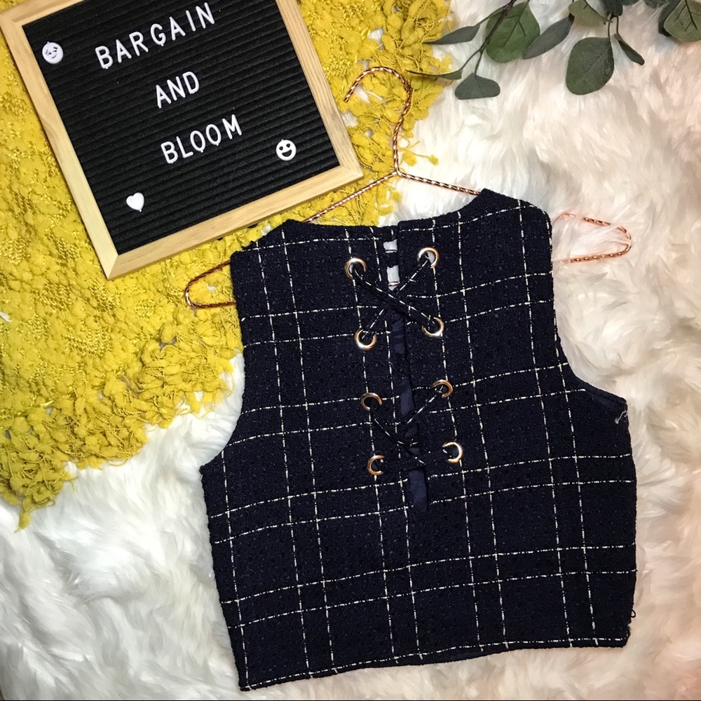 Forever 21 Navy and Gold Knitted Tank